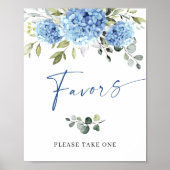 Poster Symbole Elégant bleu Hydrangea Eucalyptus Faveurs (Devant)