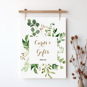 Poster Symbole Elégant Eucalyptus Vert Cartes et Cadeaux
