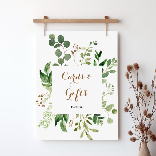 Poster Symbole Elégant Eucalyptus Vert Cartes et Cadeaux