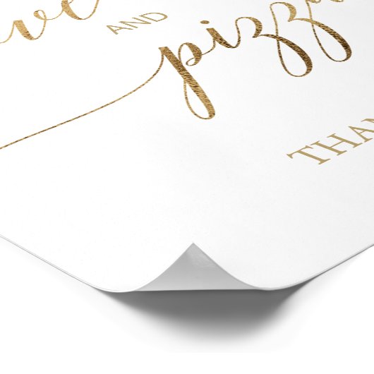 Poster Symbole Elegant Gold Calligraphy Love and Pizza (Coin)