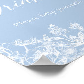 Poster SYMBOLE Élégant Moderne Dusty Blue Floral (Coin)