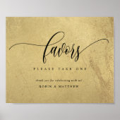 Poster Symbole élégant Noir et Or Faveurs de mariage (Devant)