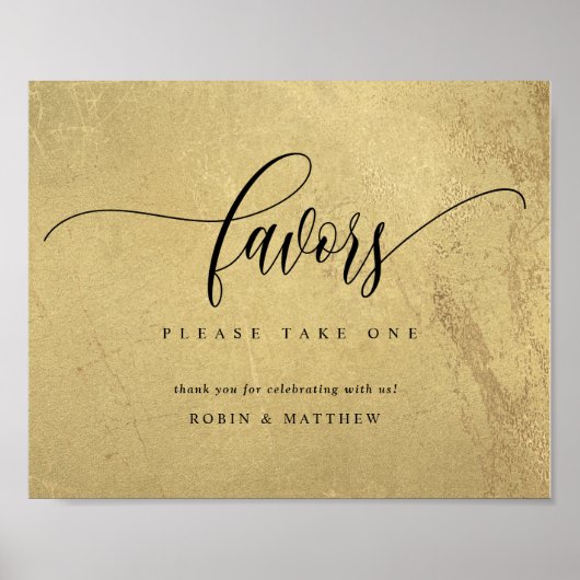 Poster Symbole élégant Noir et Or Faveurs de mariage (Devant)