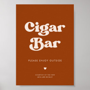 Poster Symbole élégant rétro Burnt Orange Mariage Cigar B