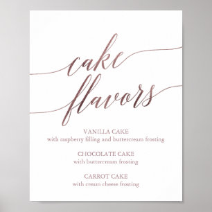 Poster SYMBOLE Élégant Rose Gold Calligraphy Cake Flavors
