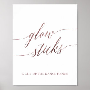 Poster Symbole Élégant Rose Gold Calligraphy Glow Sticks