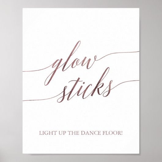 Poster Symbole Élégant Rose Gold Calligraphy Glow Sticks (Devant)
