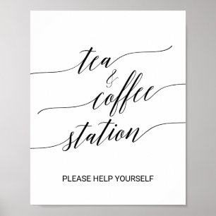 Poster SYMBOLE Élégante Calligraphie Noire Thé et Café