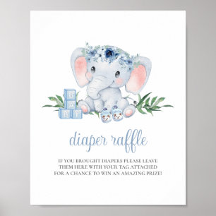 Poster Symbole Elephant Boy Blue Baby shower Déchets