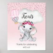 Poster Symbole Elephant Hot Air Balloon Baby shower Trait (Devant)