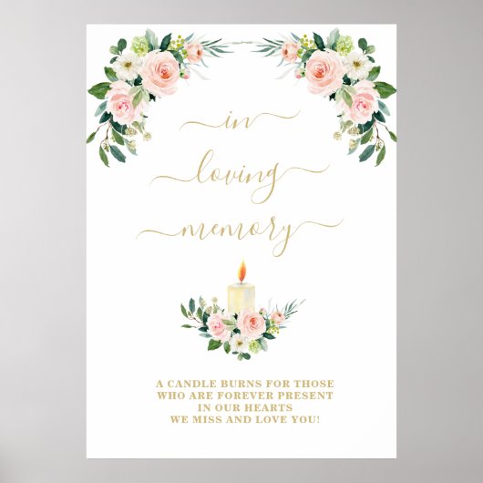 Poster Symbole en mémoire d'amour rose floral (Devant)