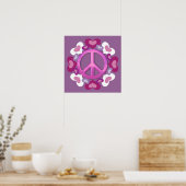 Poster Symbole et Coeurs de Paix Pretty Rose Imprimer (Cuisine)