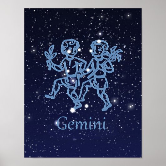 Poster Symbole et constellation Gemini Zodiac (Devant)