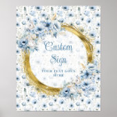 Poster SYMBOLE Éthérée Aquarelle Pastel Blue Gold (Devant)