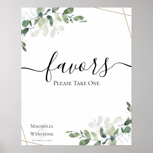 Poster Symbole Eucalyptus Vert Faveurs de mariage (Devant)