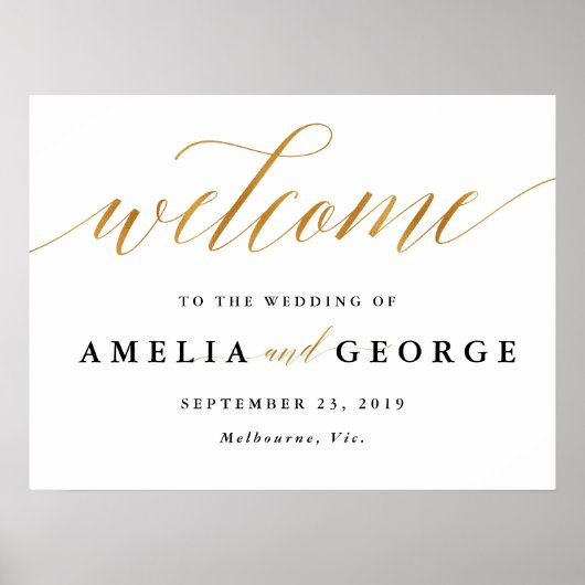 Poster Symbole faux mariage d'or de bienvenue (Devant)