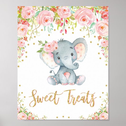 Poster SYMBOLE FÉMININ Baby shower Elephant Décor (Devant)