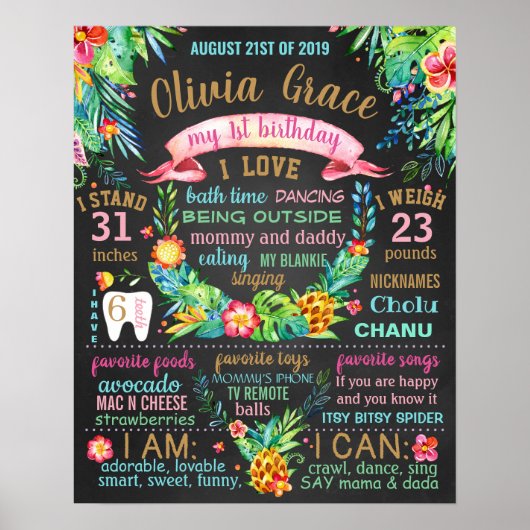 Poster Symbole Feuille tropical Luau Hawaiian (Devant)