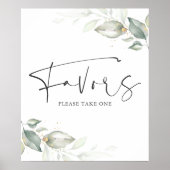 Poster Symbole Feuille Vert et Or Vert Aquarelle (Devant)