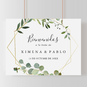 Poster SYMBOLE Feuille Vert tropical Bienvenidos Mariage