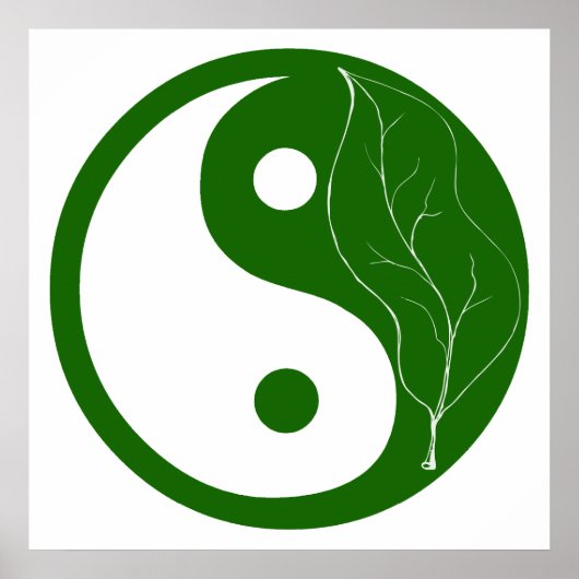 Poster SYMBOLE FEUILLE VERTE YIN Yang (Devant)
