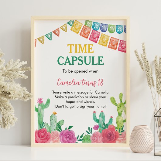 Poster Symbole Fiesta Cactus Girl Birthday Time Capsule
