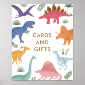 Poster Symbole Fille Dinosaur Fête d'anniversaire Cartes (Devant)