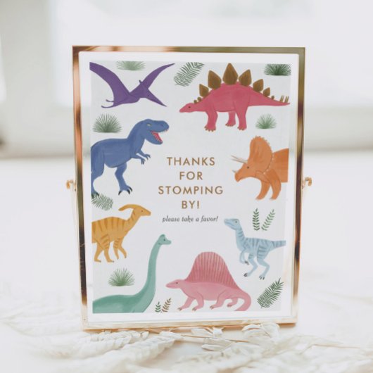 Poster Symbole Fille Dinosaur fête d'anniversaire Faveurs
