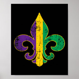 Poster Symbole Fleur Delis Mardi Gras Louisiane Carnaval 