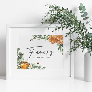 Poster Symbole Fleur Orange Miel Abeille Faveur