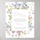 Poster SYMBOLE fleur sauvage Déchets Baby shower floral (Devant)