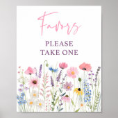 Poster Symbole Fleur sauvage rose du Baby shower préféré (Devant)