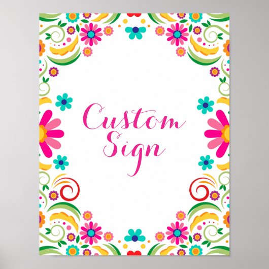 Poster SYMBOLE FLEURI mexicain Baby shower personnalisé (Devant)