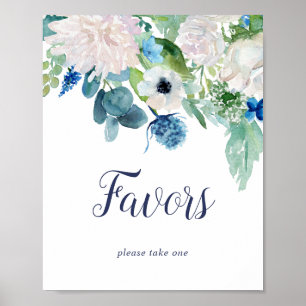 Poster Symbole Fleurs Blanches Classiques Faveurs Mariage