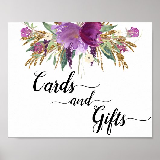 Poster Symbole floral Améthyste violet Cartes et cadeaux (Devant)