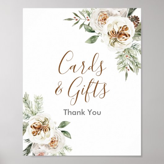 Poster Symbole Floral Blanc hiver Cartes & Cadeaux (Devant)