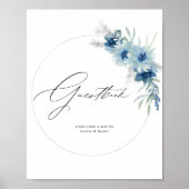 Poster Symbole floral Dusty Blue Boho (Devant)