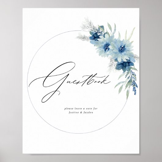 Poster Symbole floral Dusty Blue Boho (Devant)