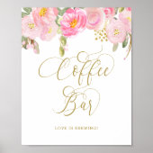 Poster Symbole Floral Pink Gold Calligraphy Coffbar (Devant)