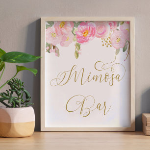 Poster Symbole Floral Rose Gold Calligraphie Mimosa Bar
