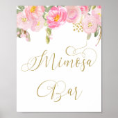 Poster Symbole Floral Rose Gold Calligraphie Mimosa Bar (Devant)