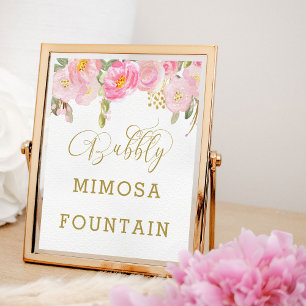 Poster Symbole Floral rose or Calligraphie Bubbly Mimosa
