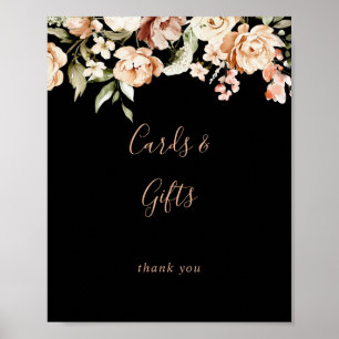 Poster Symbole Formel Noir Royal Floral Cartes et Cadeaux