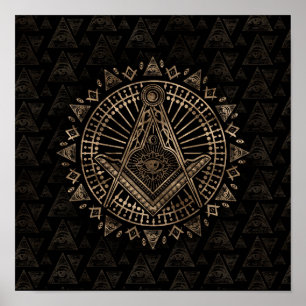 Poster Symbole franc-maçonnerie Carré et Compass