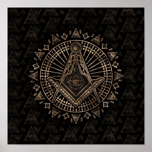 Poster Symbole franc-maçonnerie Carré et Compass (Devant)