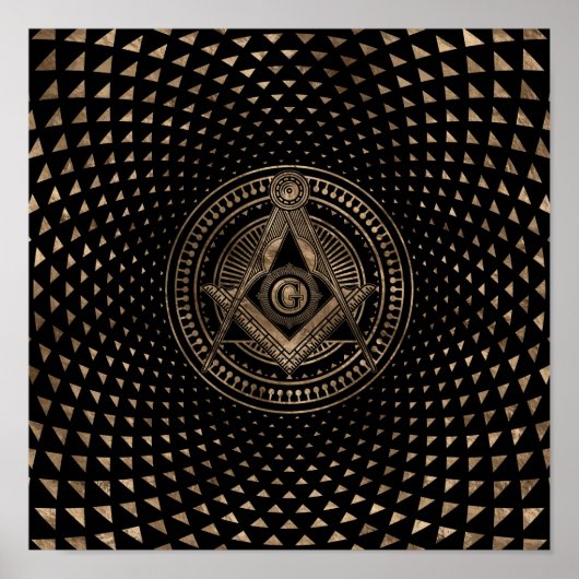 Poster Symbole franc-maçonnerie Carré et Compass (Devant)