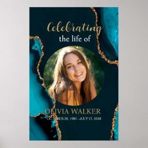 Poster Symbole funéraire Turquoise & Gold