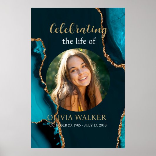 Poster Symbole funéraire Turquoise & Gold (Devant)