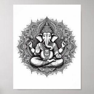 Poster Symbole Ganesh Yoga Hindou Dieu Éléphant Ganesha P