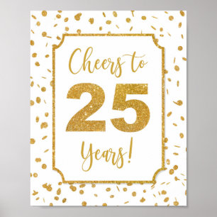 Poster Symbole Gold Confetti Party 25 ans